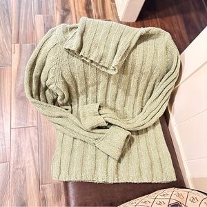 Cozy Green Ribbed Women's Sweater